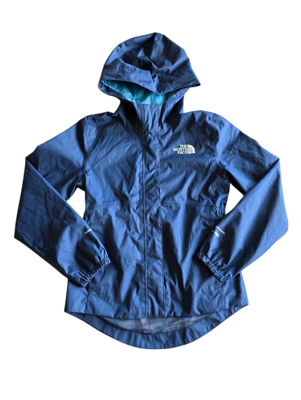 The North Face Kids Navy Blue Hooded Raincoat.